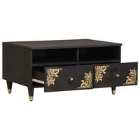 mesa de cafe  mesa de centro negro 80 x 54 x 40 cm madera de mango maciza