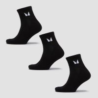 mp unisex ankle socks 3 pack - black - uk 12-14