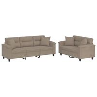 juego de sofas con cojines 2 piezas tela microfibra gris taupe vidaxl