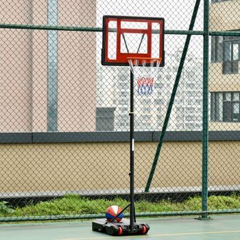Canasta Baloncesto Homcom Acero Pvc Hdpe, 75x45x261 Cm, Negro Y Rojo