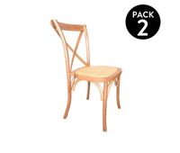 pack 2 sillas de comedor en ratan claro 52x48 cm provenza rattan - claro 52 x 89 x cm