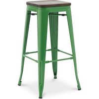 taburete de bar - diseno industrial - madera y acero - 76 cm - new edition- stylix verde