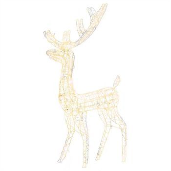 Adorno Reno De Navidad Acrílico Blanco Cálido 140 Leds 128 Cm Vidaxl