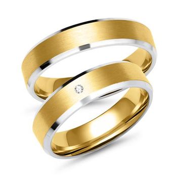 Alianzas de oro amarillo y blanco con diamante
