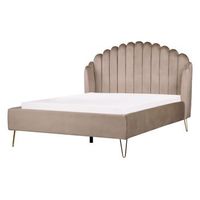 cama con somier de terciopelo gris pardo 140 x 200 cm cabecero ambillou