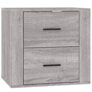 Mesita De Noche | Mesa Auxiliar | Mesilla De Pared Gris Sonoma 50x36x47 Cm
