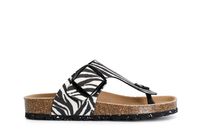 sandalias chanclas de mujer en tejido estampado zebra