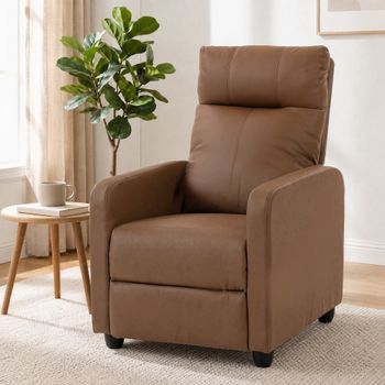 Sillón Reclinable De Cuero Pu Homcom 67x91x100 Cm-marrón Oscuro
