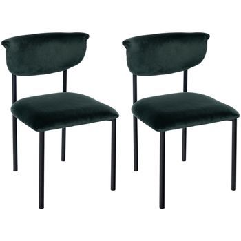 Juego De 2 Sillas De Comedor Gambell Terciopelo Verde Oscuro 53x52x78 Cm Clp