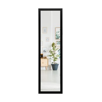 Costway Espejo de Cuerpo Entero de Puerta/Pared Espejo de Cuerpo Entero con Ganchos Espejo para Dormitorio Salón y Vestidor 33 x 119 cm Negro