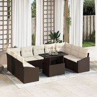 conjunto de sofas de jardin de 10 piezas con cojines de ratan polipropileno marron v1782 unico  marron