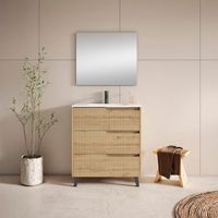 mueble ezio 60 cm 3c roble hercules pack mueble  lavabo
