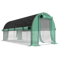outsunny invernadero de tunel 45x2x2 m con cubierta pe 140 gm paredes laterales enrollables 8 ventanas y 2 puertas verde
