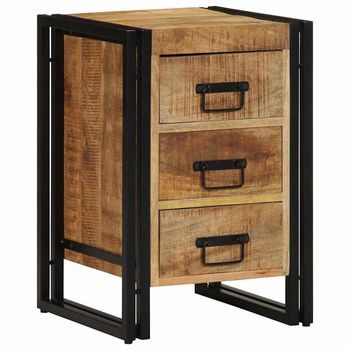 Mesita De Noche - Mesilla De Noche Marrón 40 X 35 X 50 Cm Madera Maciza De Mango Mc6728