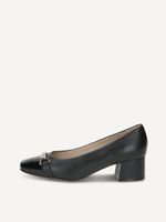 caprice pumps black made of leather and textile with trapeze heel size 36