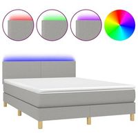 estructura de cama led con cabecero con somier colchon 140x200 cm tela gris claro tdl0208514