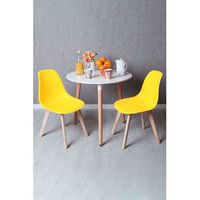 conjunto mesa tower redonda 80 cm blanca y pack 2 sillas kelen - amarillo