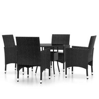 conjunto comedor jardin para jardin 5 uds  mueble jardin mesa y sillas ratan sintetico negro