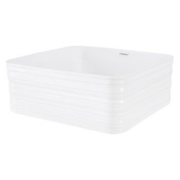 Lavabo Forma Cuadrada 39x39x15 Cm Cerámica Blanca Diseño Ml