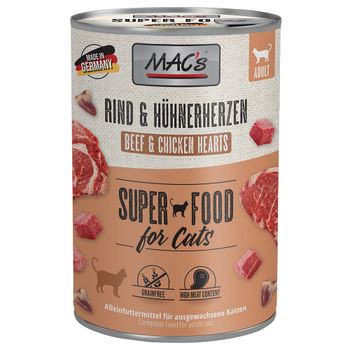 MAC's Cat 12 x 400 g - Pack Ahorro - Vacuno y corazones de pollo