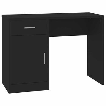 Escritorio Con Cajón Y Armario Madera Negro 100x40x73 Cm Vidaxl
