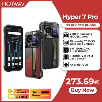 [Envío desde] HOTWAV Hyper 7 Pro 5G teléfono resistente 200MP Android 14 6,6 ''120Hz Smartphone 36(16 +20)GB 256GB 10800mAh teléfono celular