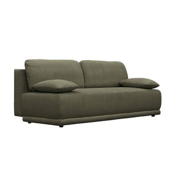 Sofá Cama En Pana Fina Con Baúl De Almacenamiento, 3 Plazas, Verde