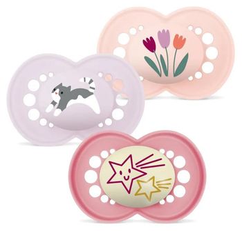 MAM Chupete Original Day & Night Rosa Mate +6m 3 uds