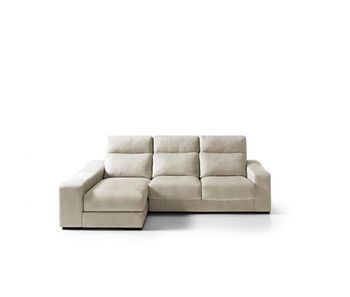 Chaise longue 4 plazas con 3 puffs full lado izquierdo beige
