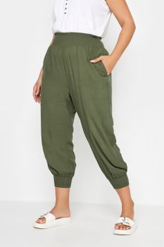 Yours Pantalones Capri Bombachos Caqui, Mujer Curvy Y Tallas Grandes, Yours