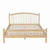 cama individual 140x200 - madera maciza diseno minimalista cabecero clasico de rejilla somier estable - natural