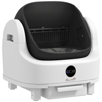 PawHut Caja de arena autolimpiable para gato arenero automático abierto aislamiento de olores/protección de seguridad blanco   Aosom España