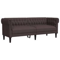 sofa chesterfield de 3 plazas  sofa de descanso tela marron oscuro