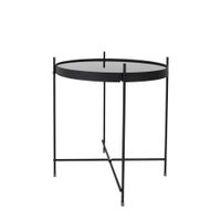 mesa de centro de acero y cristal negro