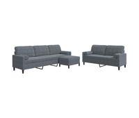 vidaxl juego de sofas con cojines 3 piezas terciopelo gris oscuro