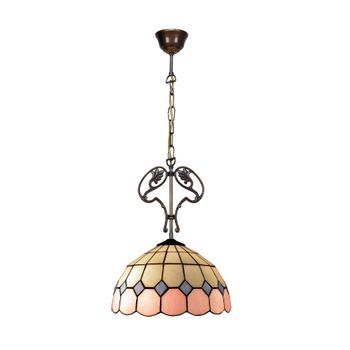 Colgante De Techo Con Cadena Y Adorno Fundición Con Pantalla Tiffany D. 30cm Serie Pink