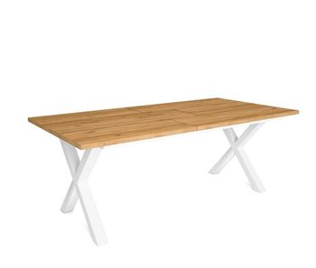 Mesa de comedor, 10 comensales, 194x90x75cm, robusta y estable, patas macizas, roble, estilo industrial