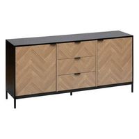 aparador chevrons 2 puertas 3 cajones efecto pino natural 160x75cm