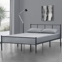 cama de metal - base con somier - 120 x 200 - cama simple - cama individual - gris oscuro mate encasa