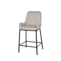 taburete bajo en gris claro con patas de metal negro