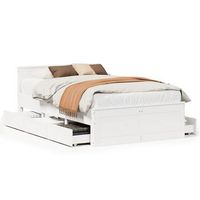 cama con cabecero sin colchon madera maciza blanca 120x190 cm vidaxl