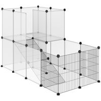 pawhut jaula para animales pequenos con 27 paneles transparente