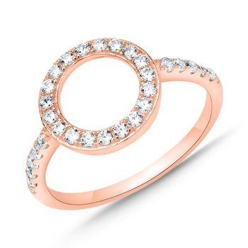 Anillo diseño círculo plata 925 oro rosa circonitas