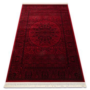 Orient 6039 Alfombra Burdeos / Negra Marco, Rosetón, Oriental, Con Fl 180x270 Cm