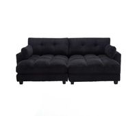 sofa 2 plazas - modular con 2 cojines 4 portavasos bolsillos laterales y puertos usb - negro