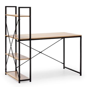 Mesa de escritorio 3 estantes negro, estilo industrial, 120 cm