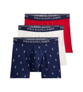 Polo Ralph Lauren para hombre. 714830300102 Set 3 bóxers de algodón elástico marino, blanco, rojo (XL), Homewear
