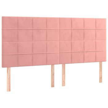 Cabeceros 4 Uds，cabecero Cama，panel De Cabecera De Terciopelo Rosa 100x5x78/88 Cm