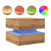 mesa de centro de salon de diseno moderno con luces led 50 x 50 x 40 cm madera de ingenieria color roble dec037609