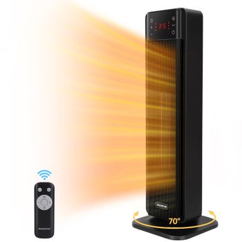 Aigostar Sunniva - Calefactor Cerámico PTC, Mando a Distancia, 2000W, Pantalla LED, 4 Modos y Función ECO, Ahorro de Energía, Temporizador 24 Horas, Silencioso, Oscilación 70º, Color Negro, 20m2, Sunniva